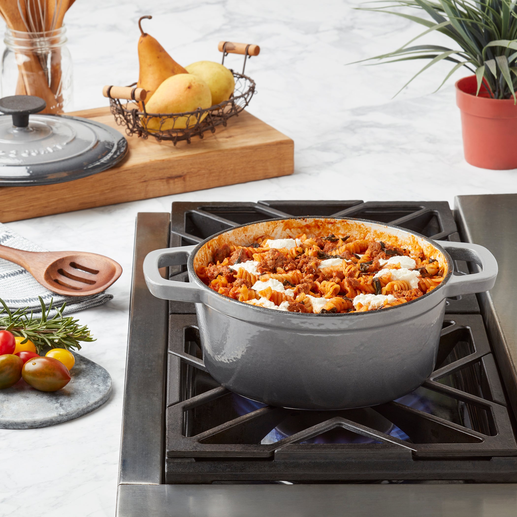 3-Quart Enameled Cast Iron Dutch Oven, Gray - Image 3