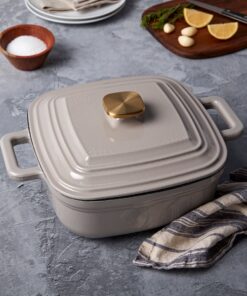 4-Quart Enameled Cast Iron Square Dutch Ovens, Gray