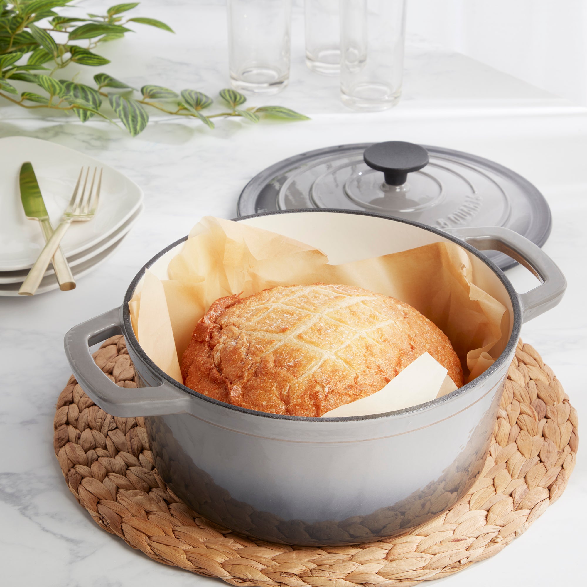 5-Quart Enameled Cast Iron Dutch Oven, Gray - Image 2