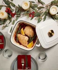 Alternative view of 4-Quart Enameled Cast Iron Square Dutch Ovens, White