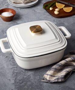 4-Quart Enameled Cast Iron Square Dutch Ovens, White