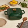 4-Quart Enameled Cast Iron Square Dutch Ovens, Evergreen