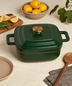 4-Quart Enameled Cast Iron Square Dutch Ovens, Evergreen