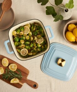 Alternative view of 4-Quart Enameled Cast Iron Square Dutch Ovens, Light Blue