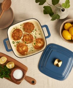 Alternative view of 4-Quart Enameled Cast Iron Square Dutch Ovens, Cool Blue