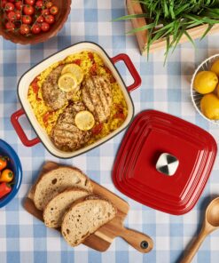 Alternative view of 4-Quart Enameled Cast Iron Square Dutch Ovens, Red