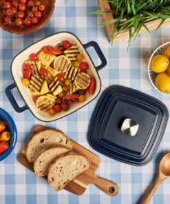 Alternative view of 4-Quart Enameled Cast Iron Square Dutch Ovens, Midnight Blue