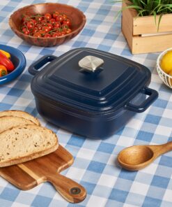 4-Quart Enameled Cast Iron Square Dutch Ovens, Midnight Blue