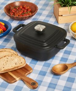 4-Quart Enameled Cast Iron Square Dutch Ovens, Black